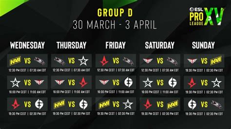 esl pro league|Schedule .